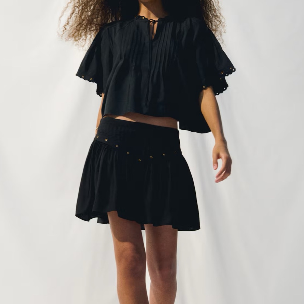 H&M Black Mini Skirt with Gold Studs